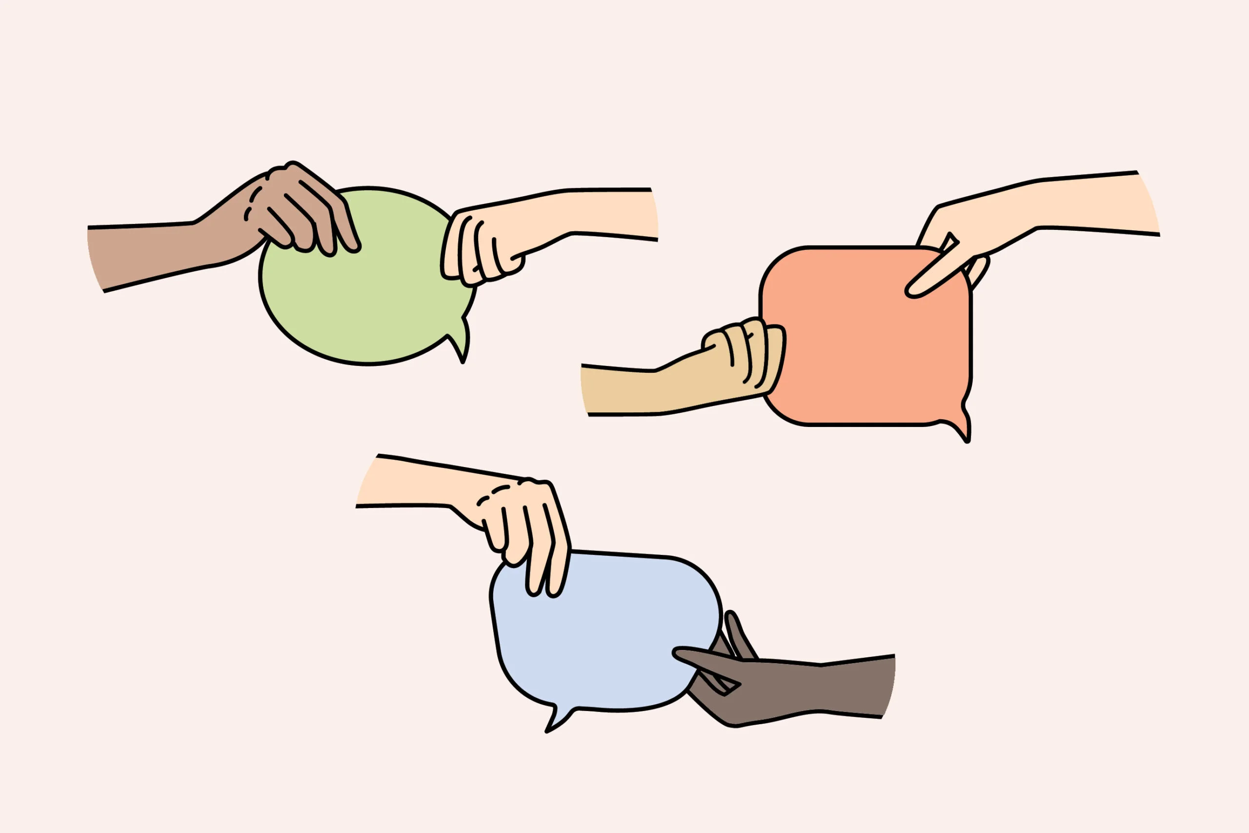 Illustration of Conversations Bubbles and Hands
