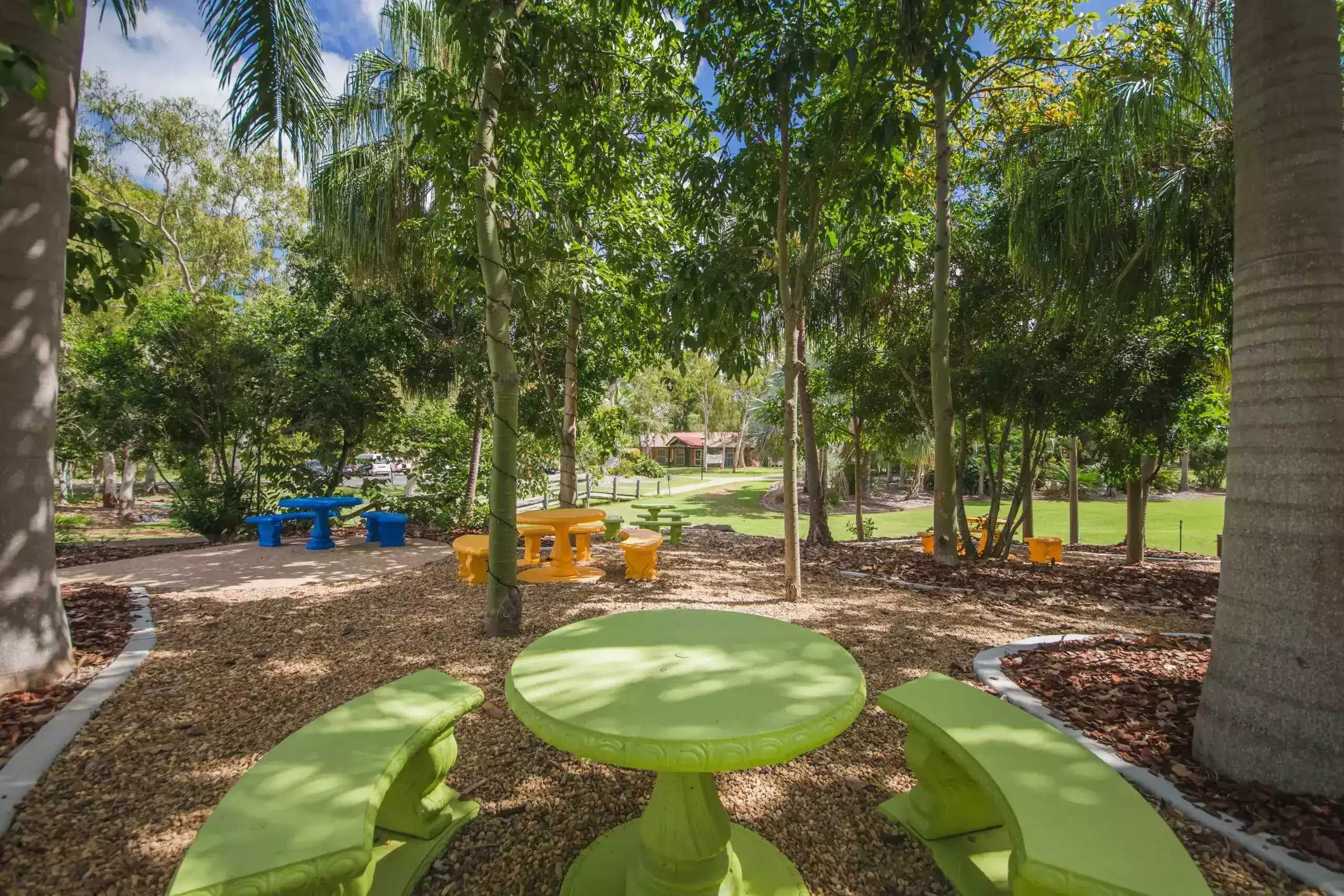 Colorful Park Tables in CQUniversity