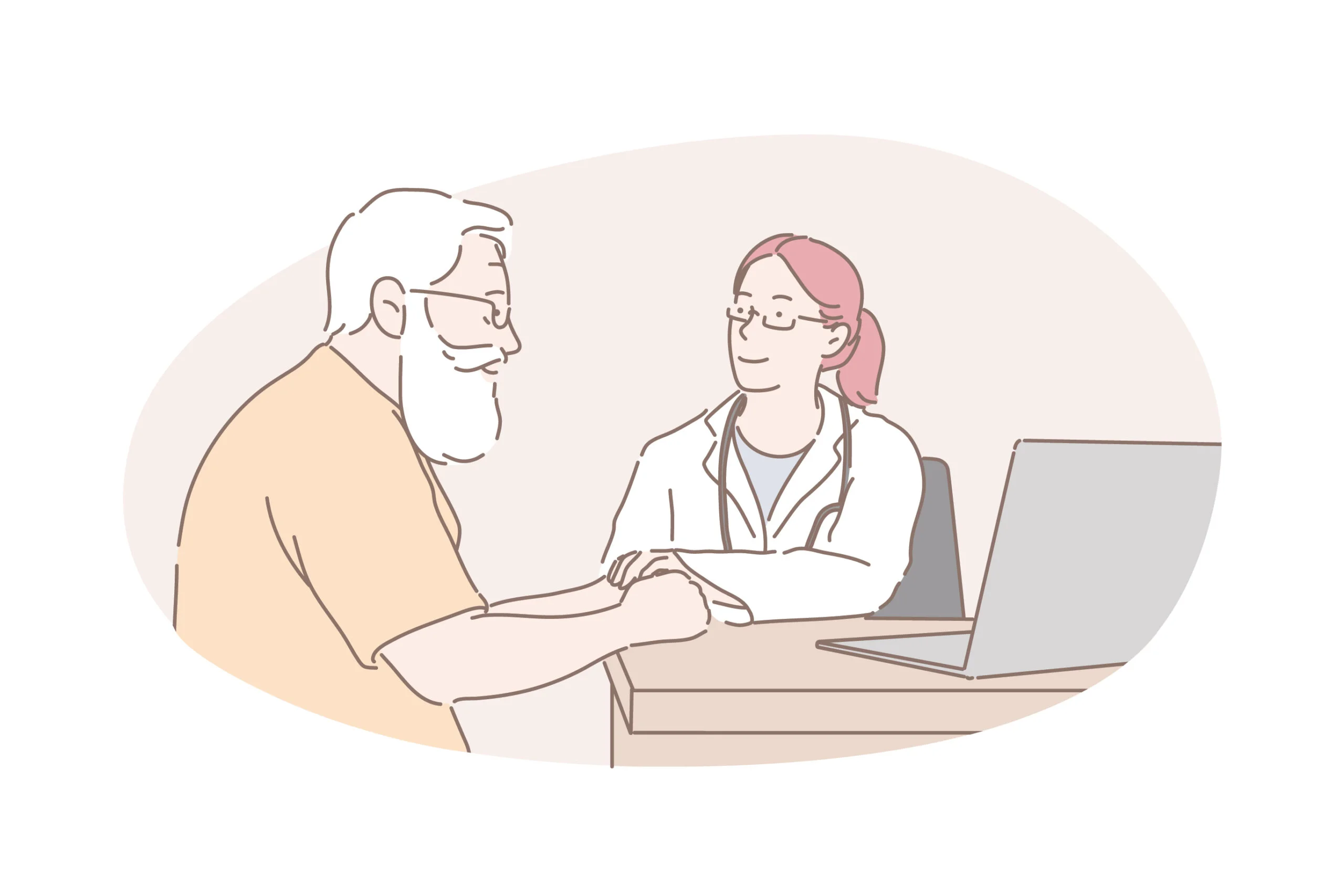 Doctor and Older Patient Illustration