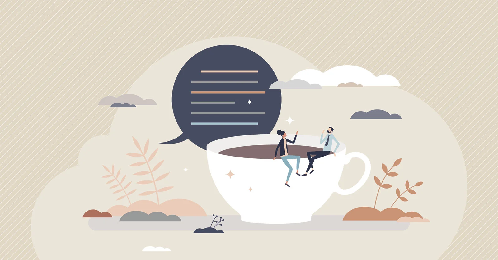 Cup of Coffee and Conversation Illustration