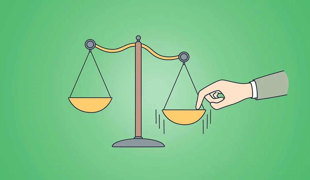 Hand pressing a Scale Illustration