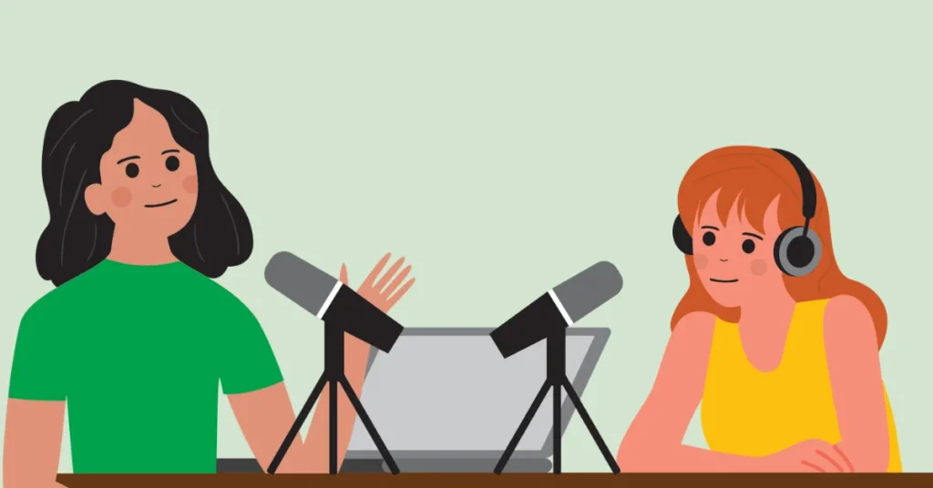Illustration of Two Girls on Podcast Story