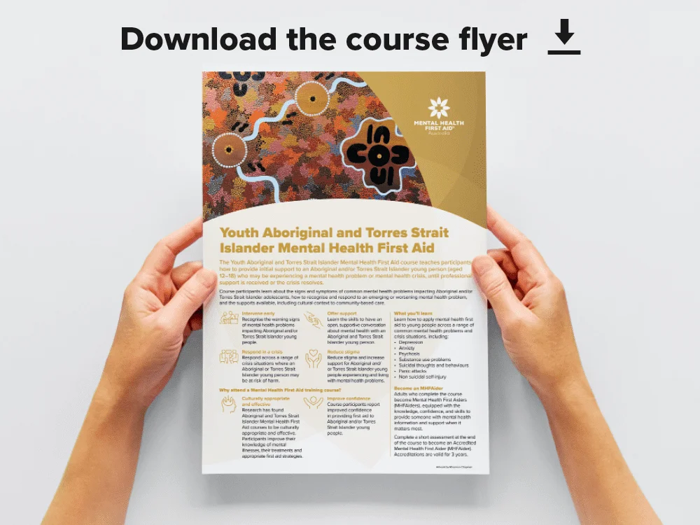 Course Flyer for the Youth Australian Mental Health First Aid 